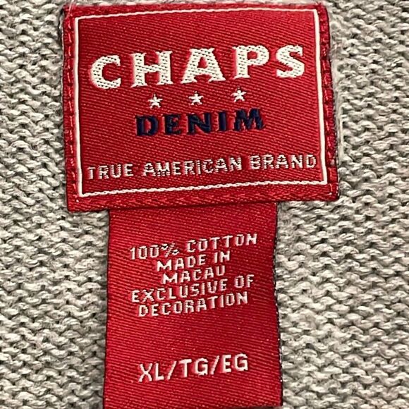XL Chaps Denim super soft gray v-neck long sleeve crew neck 100% cotton sweater - Picture 11 of 11